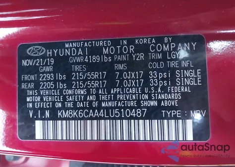 2020 Hyundai Kona Sel Plus из США, поврежденный, VIN KM8K6CAA4LU510487